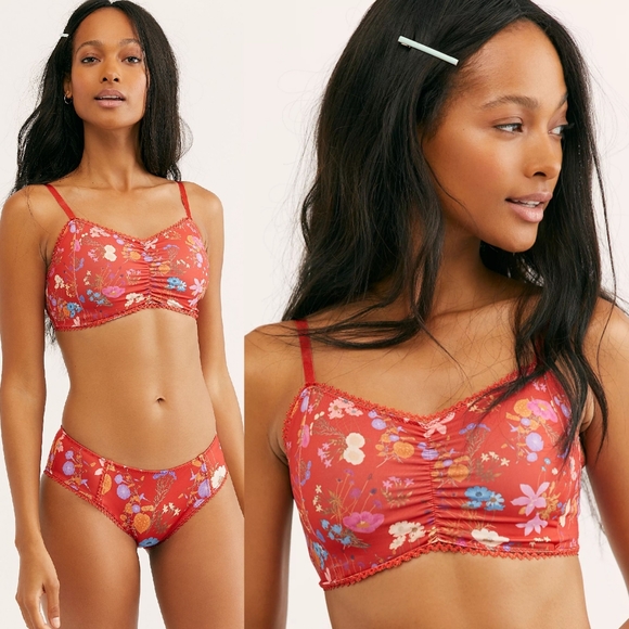 New spell designs FP wild bloom red bralette bra L - Picture 2 of 14